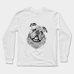 English Bulldog Pet Animal Nature Illustration Art Tattoo Long Sleeve T-Shirt